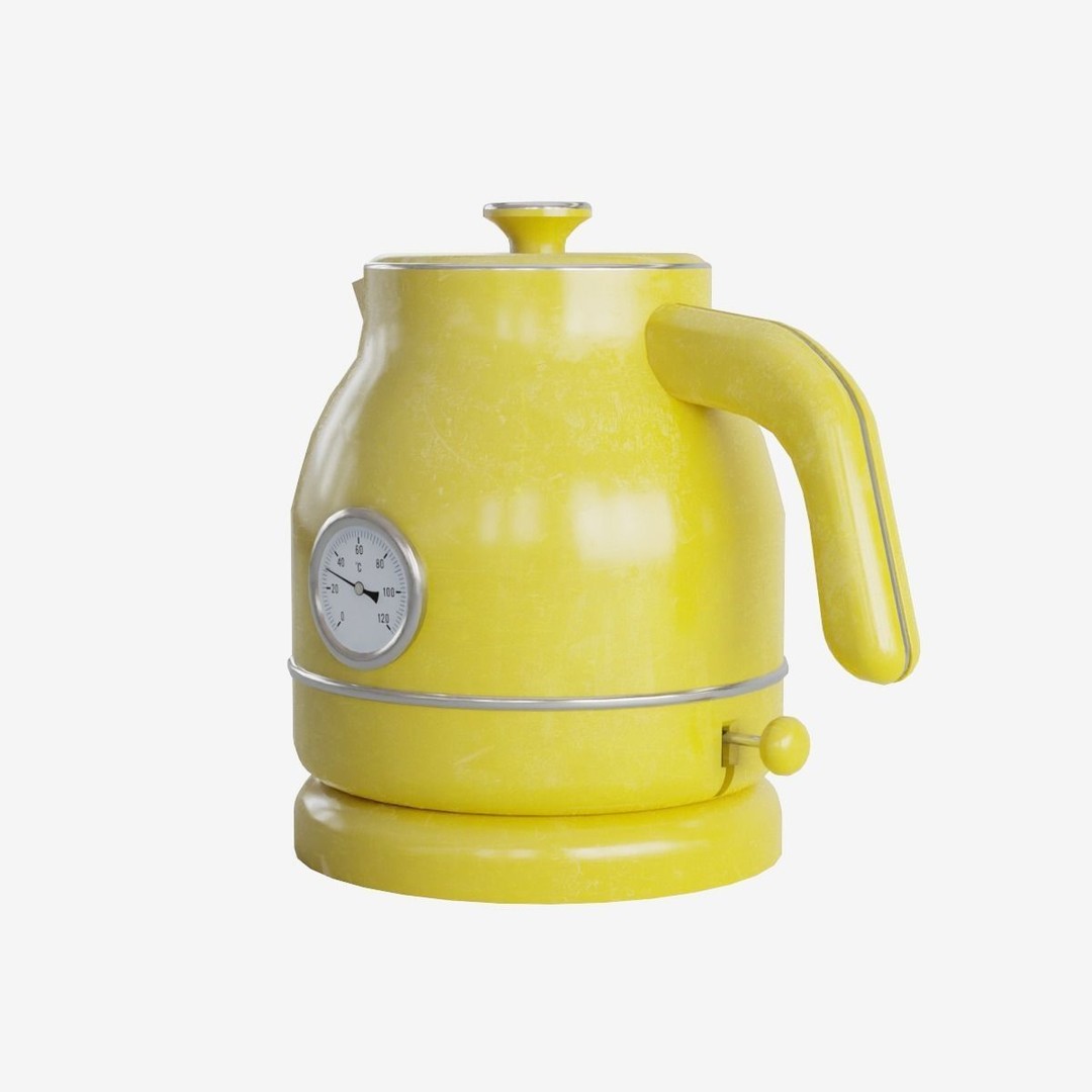 Scuffed Plastic Kettle 3D Model – Low Poly Game Ready, FBX - View 6
