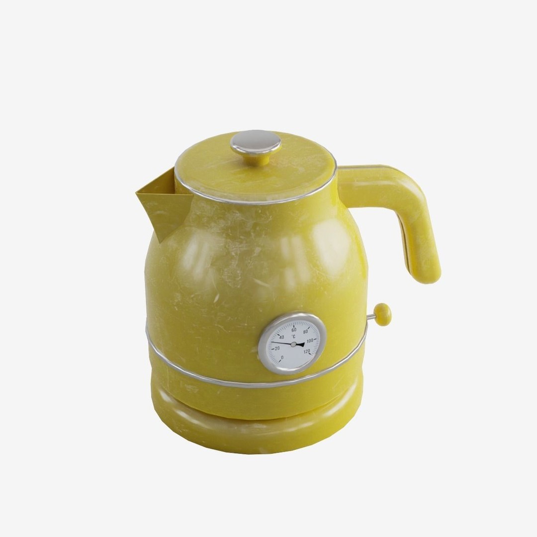 Scuffed Plastic Kettle 3D Model – Low Poly Game Ready, FBX - View 8
