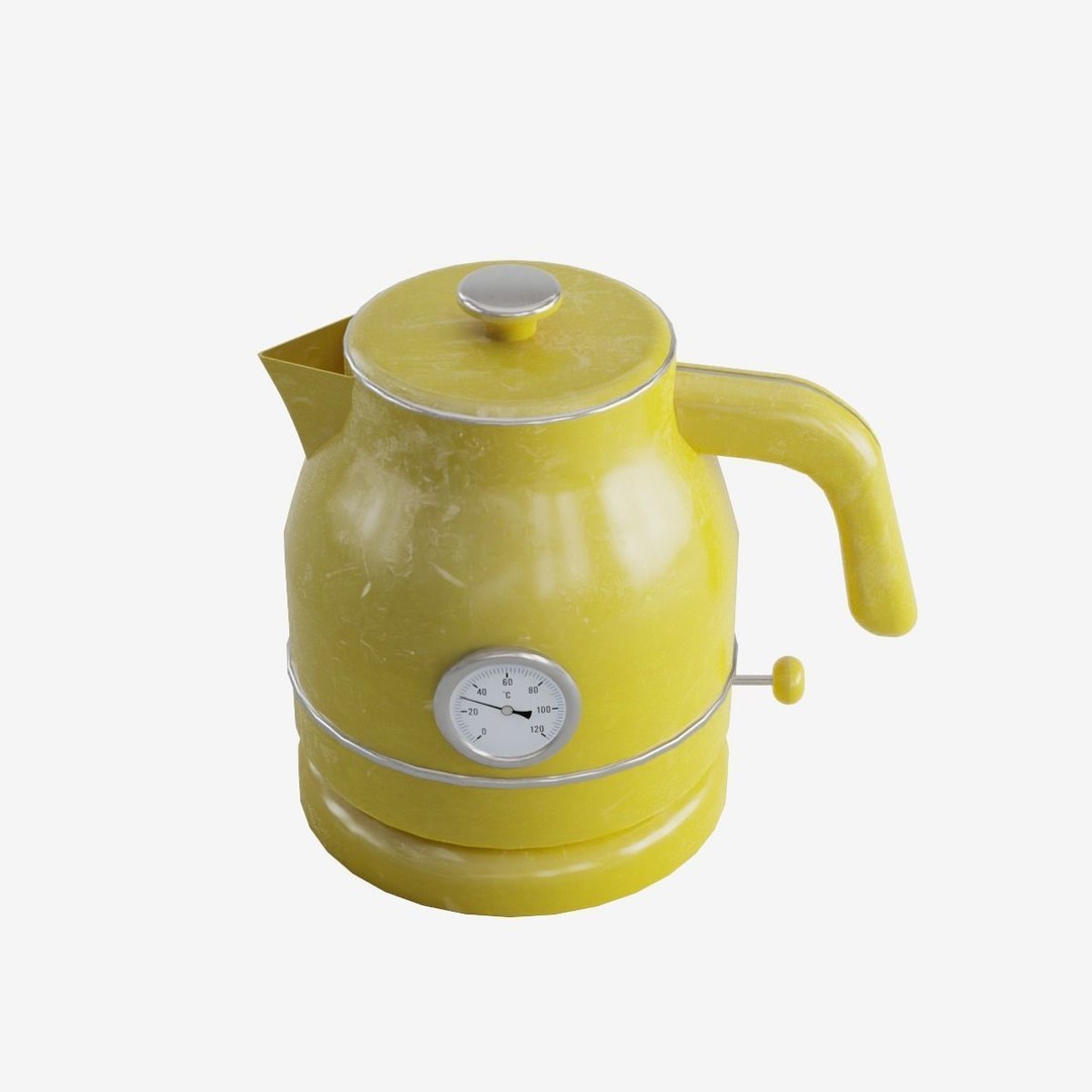 Scuffed Plastic Kettle 3D Model – Low Poly Game Ready, FBX - View 9