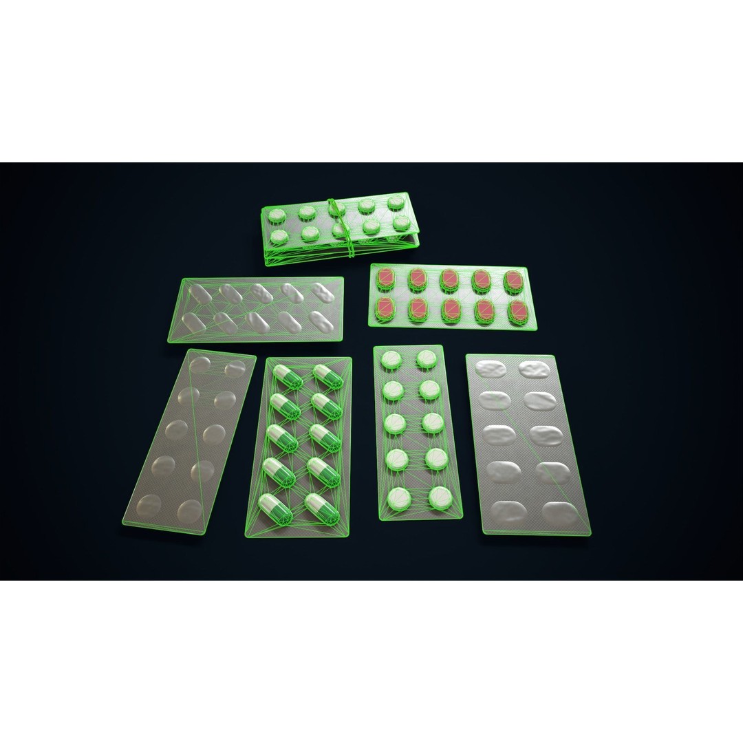 Blisters with Pills 3D Model – Low Poly Game Ready Asset, FBX, OBJ