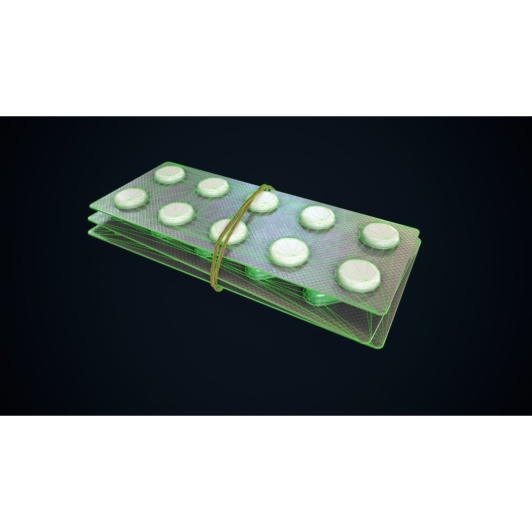 Blisters with Pills 3D Model – Low Poly Game Ready Asset, FBX, OBJ - View 10