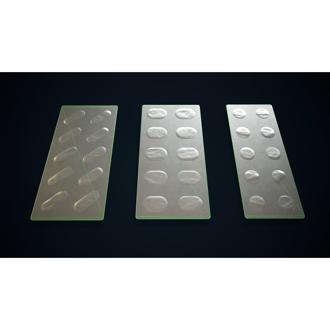 Blisters with Pills 3D Model – Low Poly Game Ready Asset, FBX, OBJ - View 11