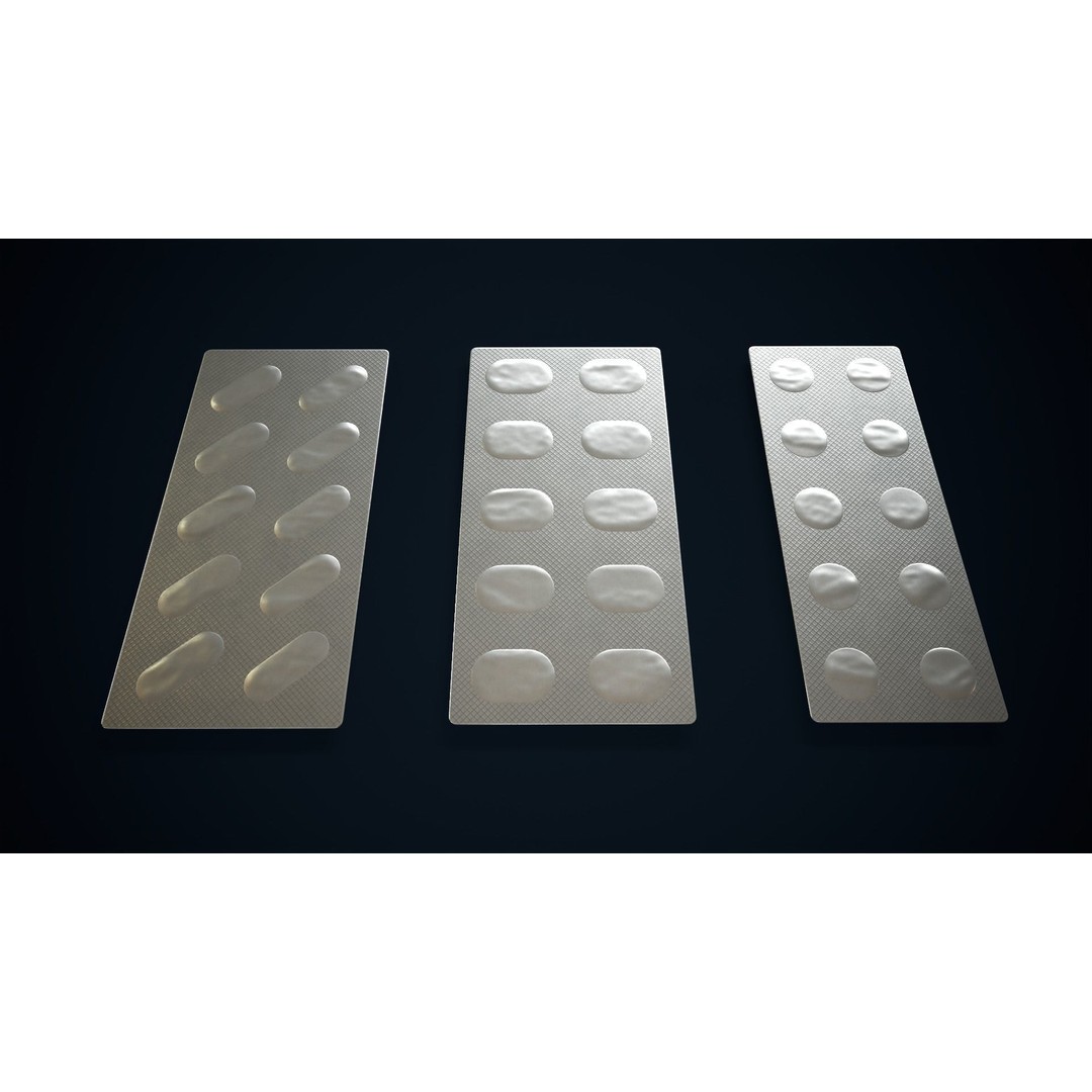 Blisters with Pills 3D Model – Low Poly Game Ready Asset, FBX, OBJ - View 5