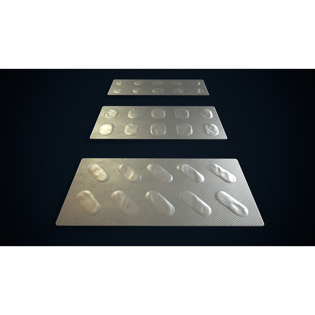 Blisters with Pills 3D Model – Low Poly Game Ready Asset, FBX, OBJ - View 9