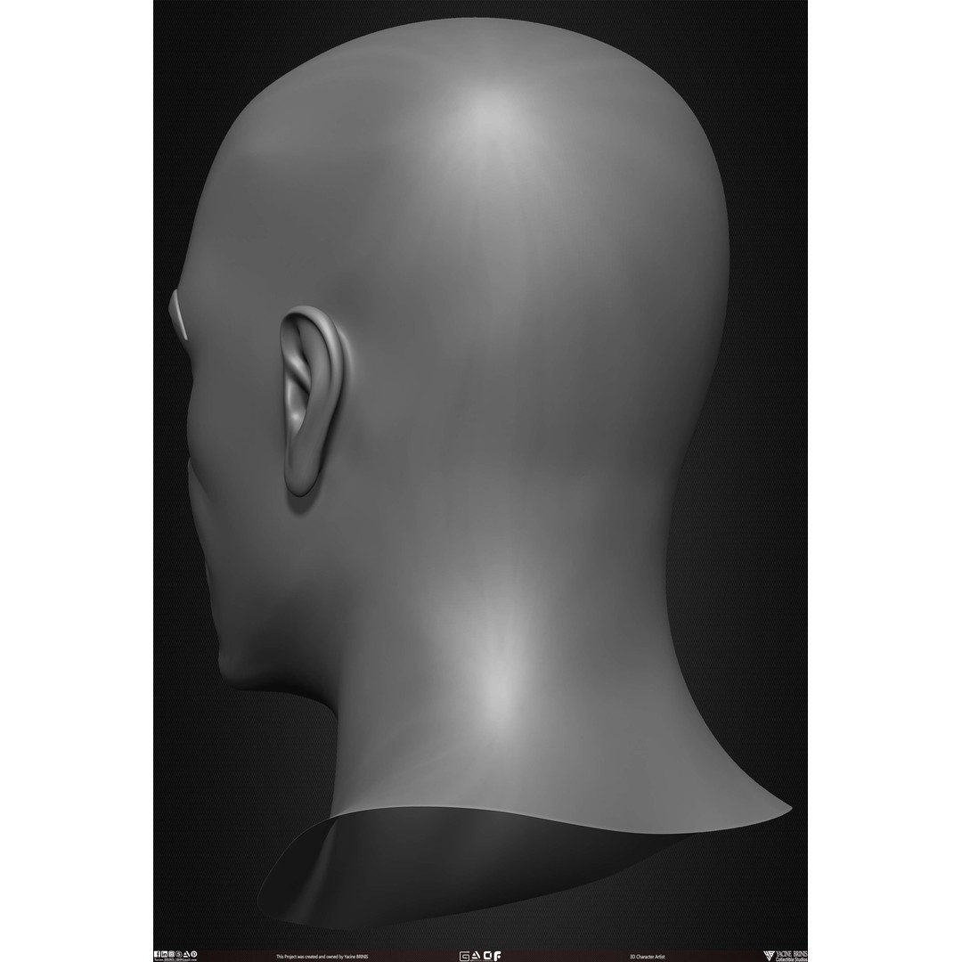 Male Head 3D Model – Low Poly Character Basemesh for Games - View 16