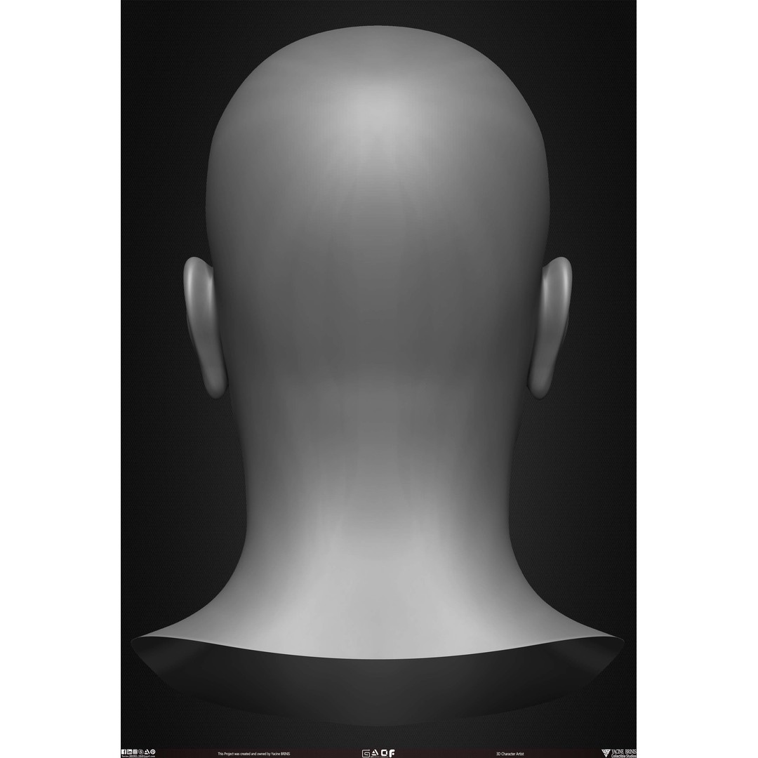 Male Head 3D Model – Low Poly Character Basemesh for Games - View 17