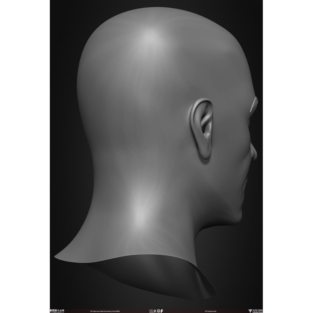 Male Head 3D Model – Low Poly Character Basemesh for Games - View 18
