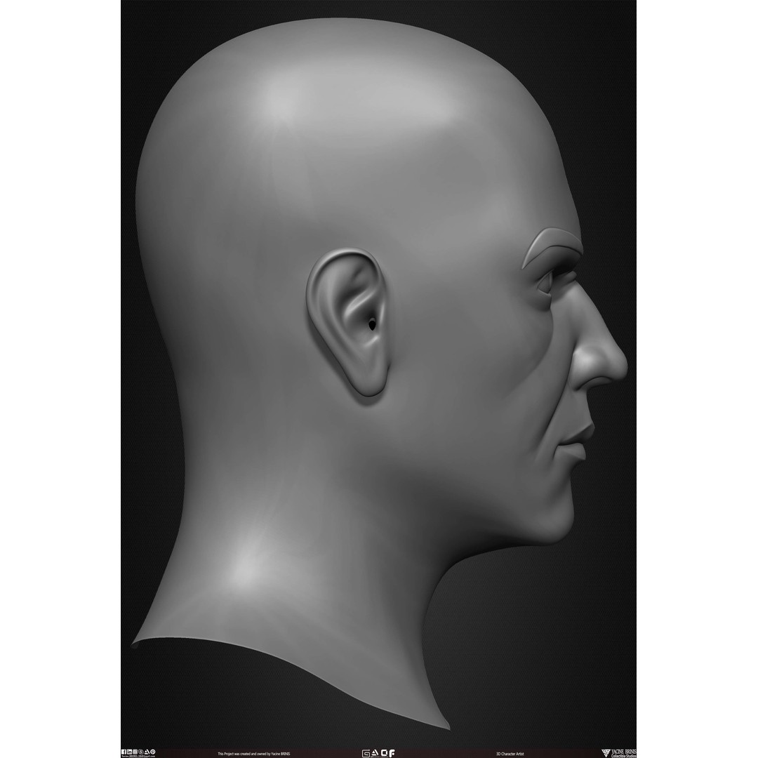 Male Head 3D Model – Low Poly Character Basemesh for Games - View 19