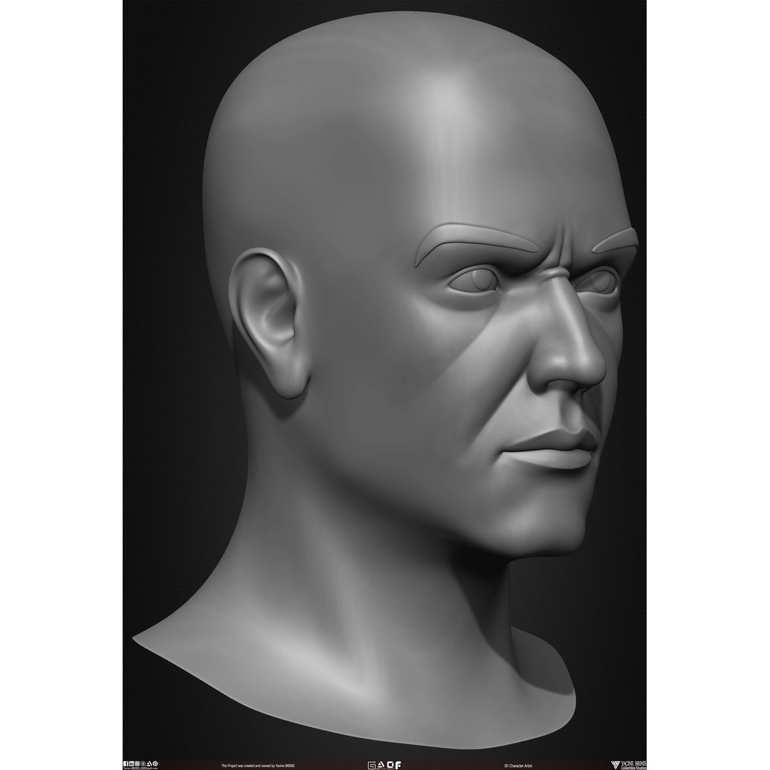 Male Head 3D Model – Low Poly Character Basemesh for Games - View 20