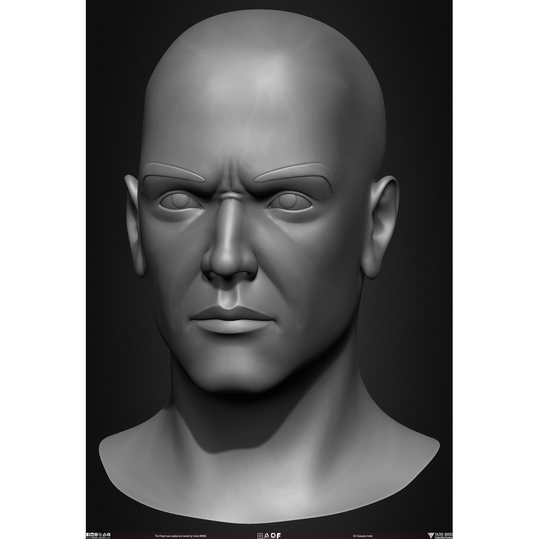 Male Head 3D Model – Low Poly Character Basemesh for Games - View 21