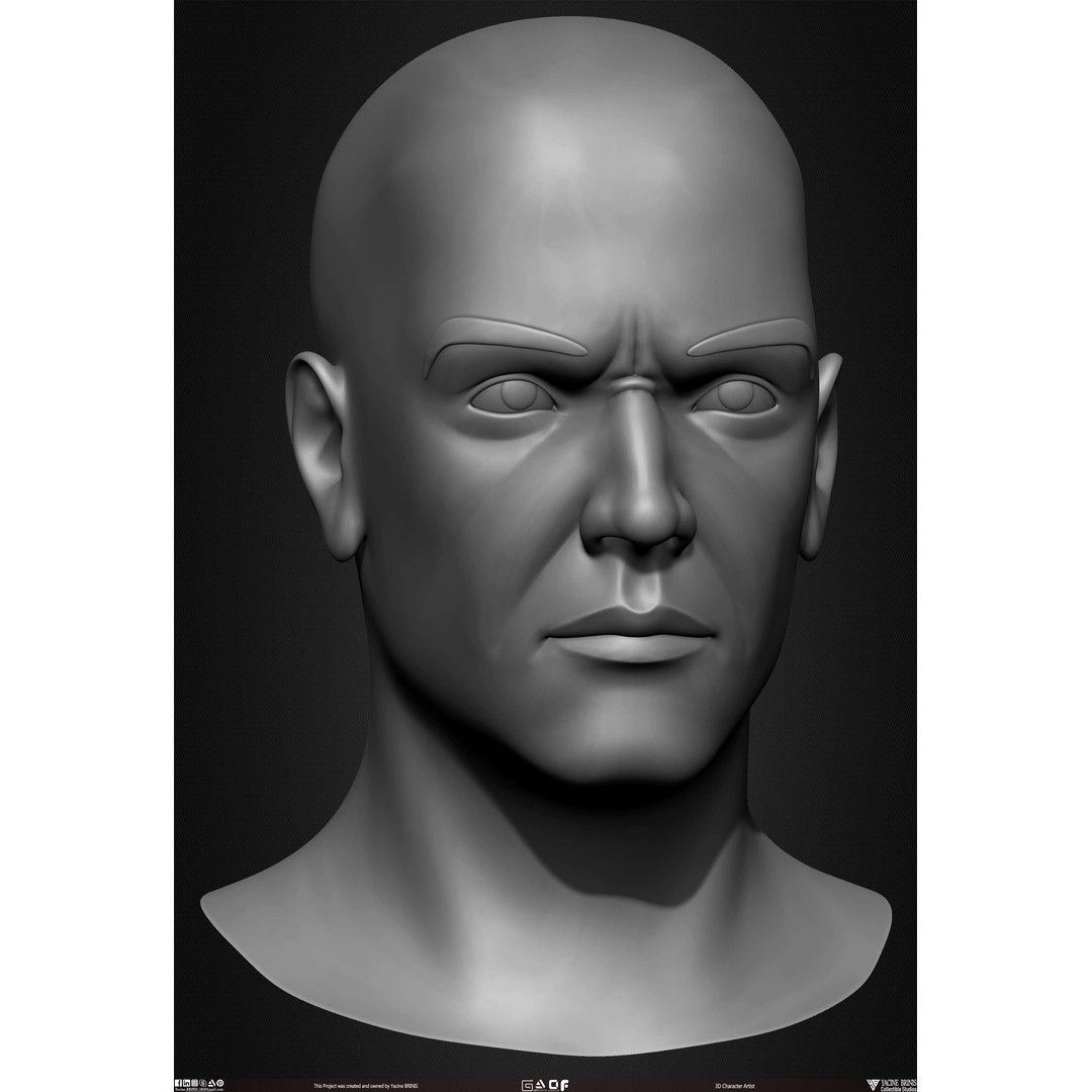 Male Head 3D Model – Low Poly Character Basemesh for Games - View 22