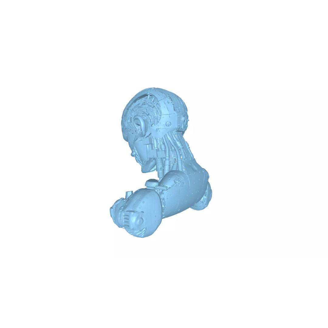 Sci Fi Android Robot Head 3D Model – Game Ready Cybernetic Character - View 12