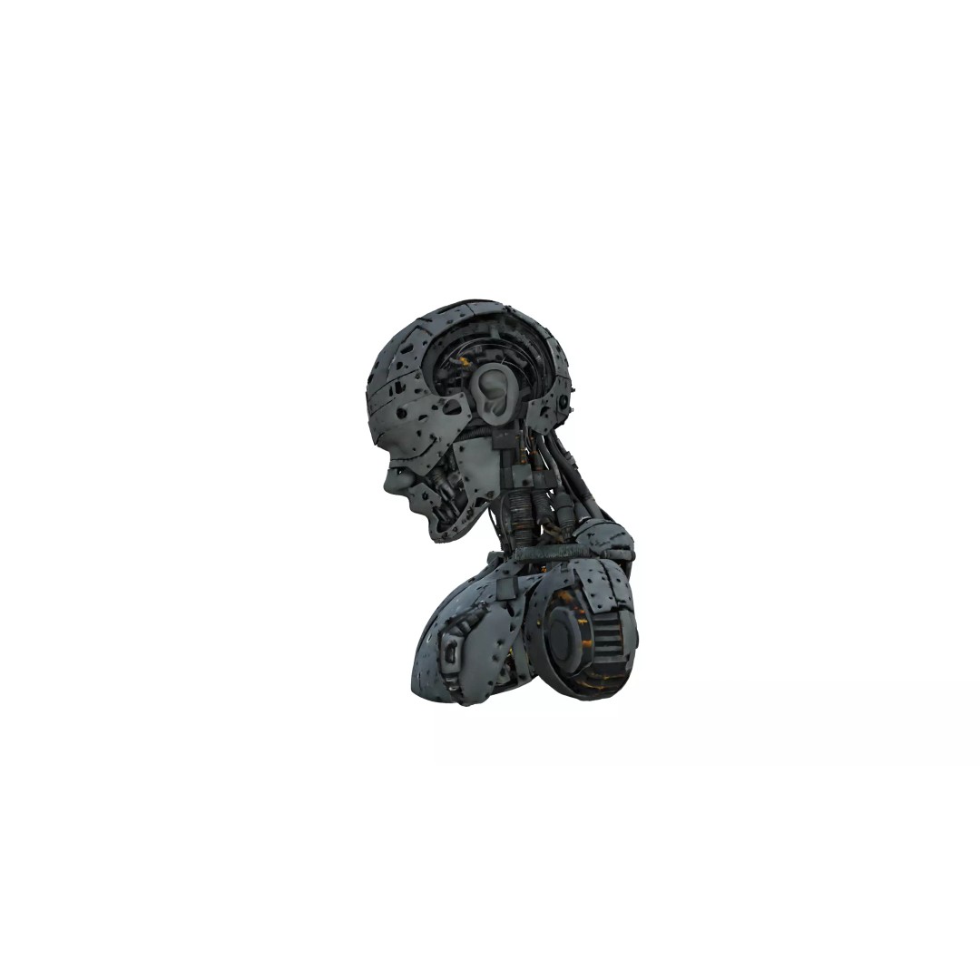 Sci Fi Android Robot Head 3D Model – Game Ready Cybernetic Character - View 3