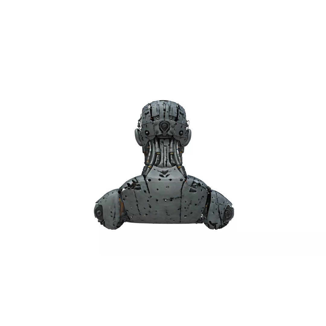 Sci Fi Android Robot Head 3D Model – Game Ready Cybernetic Character - View 4