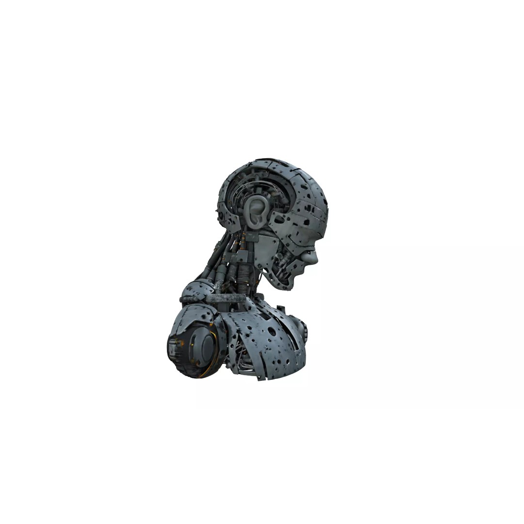 Sci Fi Android Robot Head 3D Model – Game Ready Cybernetic Character - View 5