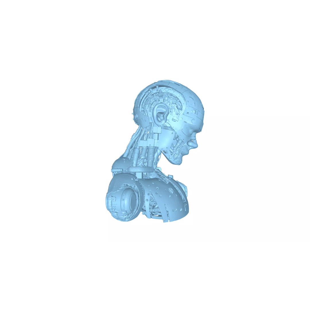 Sci Fi Android Robot Head 3D Model – Game Ready Cybernetic Character - View 8