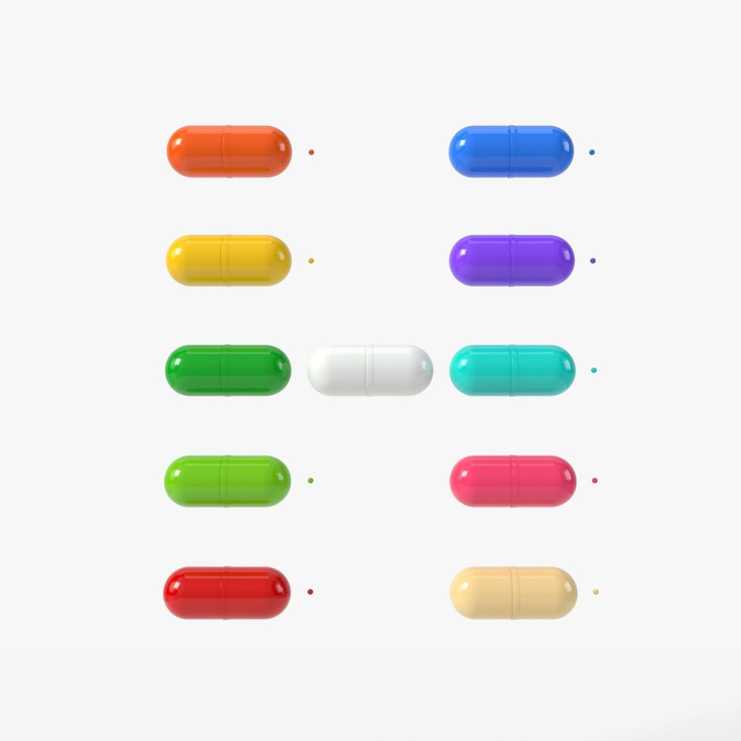 Capsule Pill 3D Model – High Poly PBR Asset with Color Variations - View 10