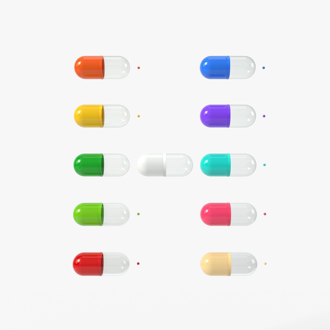 Capsule Pill 3D Model – High Poly PBR Asset with Color Variations - View 4