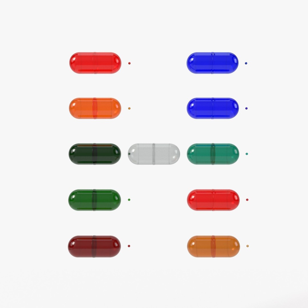 Capsule Pill 3D Model – High Poly PBR Asset with Color Variations - View 9
