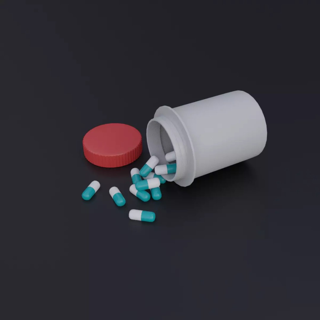 Medicine Jar 3D Model – Low Poly PBR Asset for Healthcare, FBX, OBJ - View 2