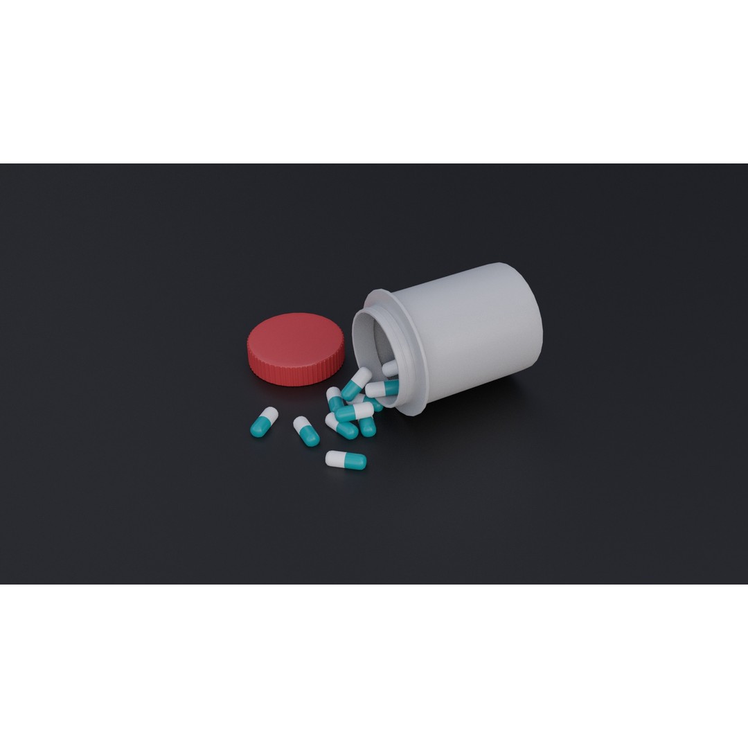 Medicine Jar 3D Model – Low Poly PBR Asset for Healthcare, FBX, OBJ - View 3