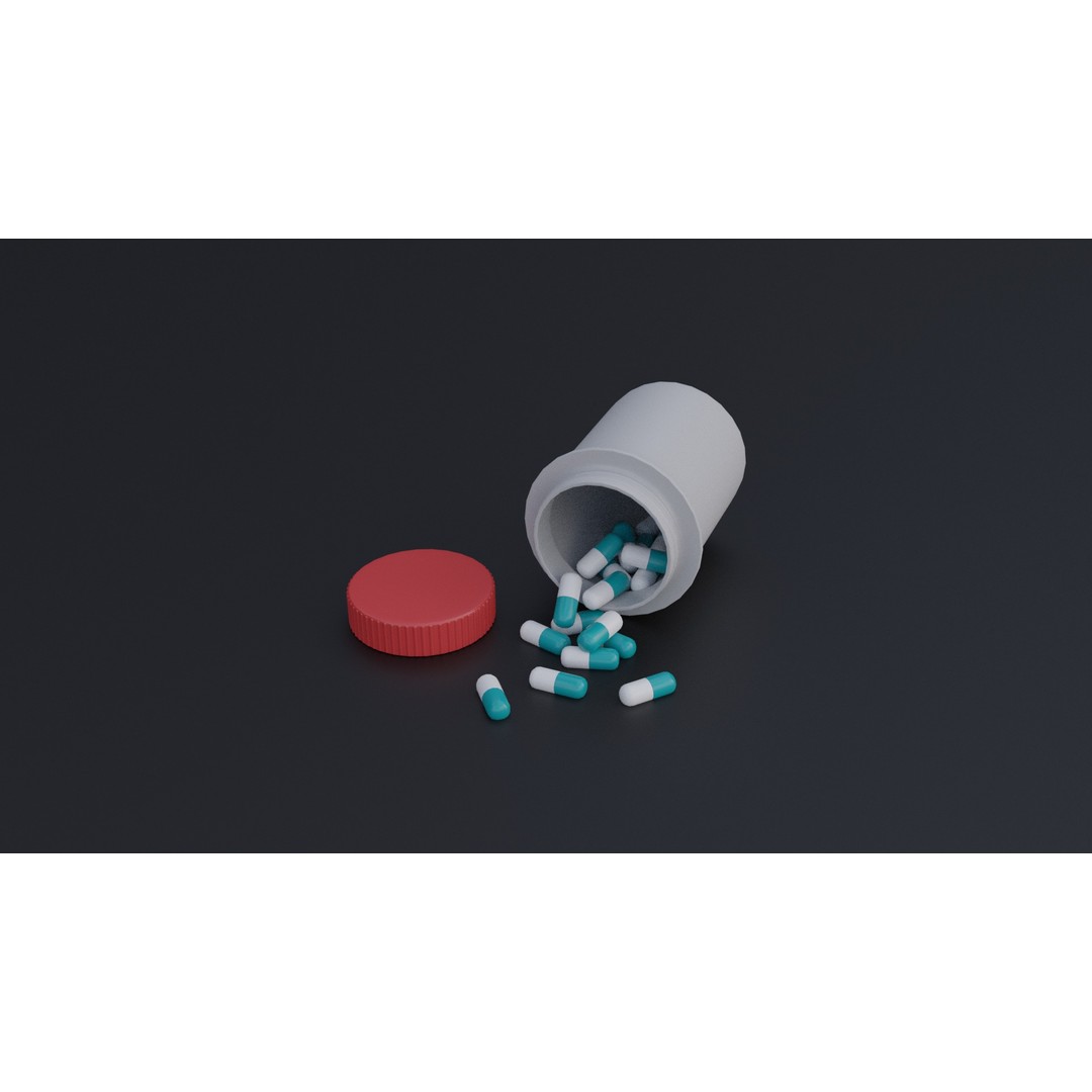 Medicine Jar 3D Model – Low Poly PBR Asset for Healthcare, FBX, OBJ - View 4