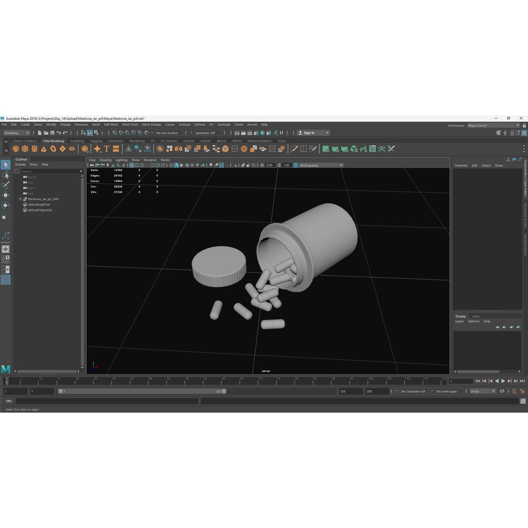 Medicine Jar 3D Model – Low Poly PBR Asset for Healthcare, FBX, OBJ - View 8