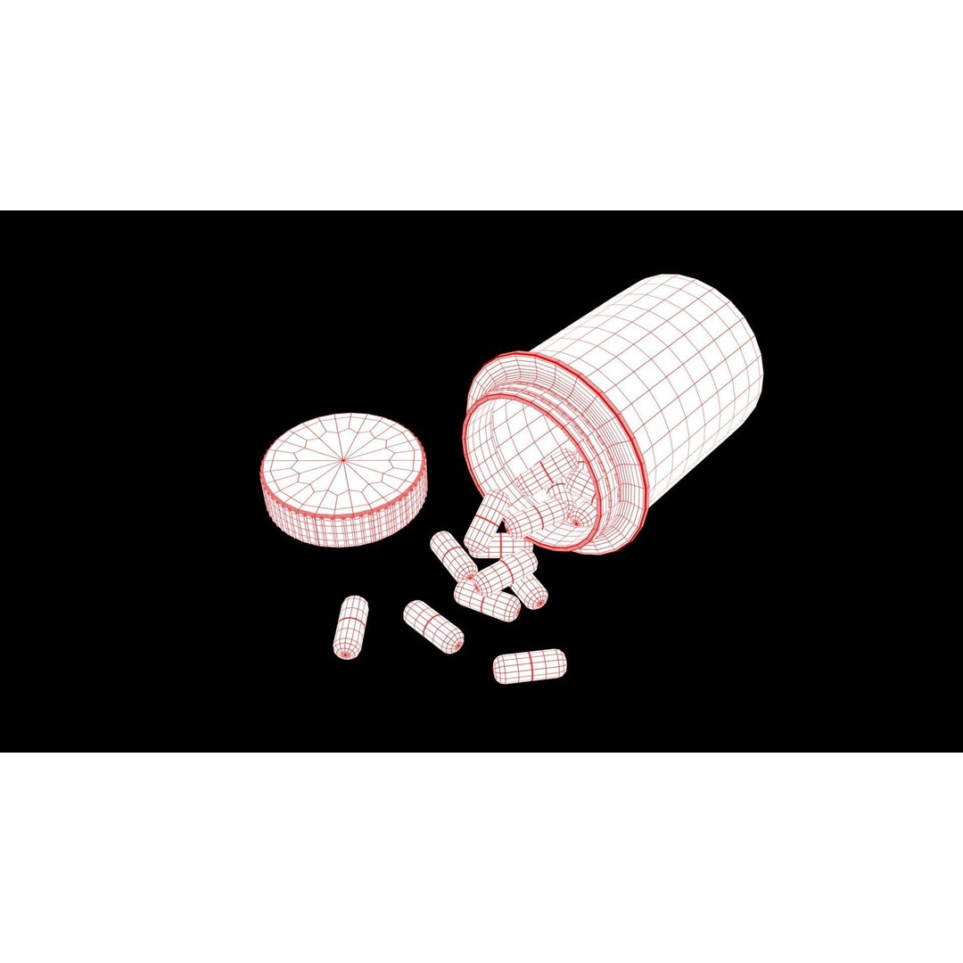 Medicine Jar 3D Model – Low Poly PBR Asset for Healthcare, FBX, OBJ - View 9