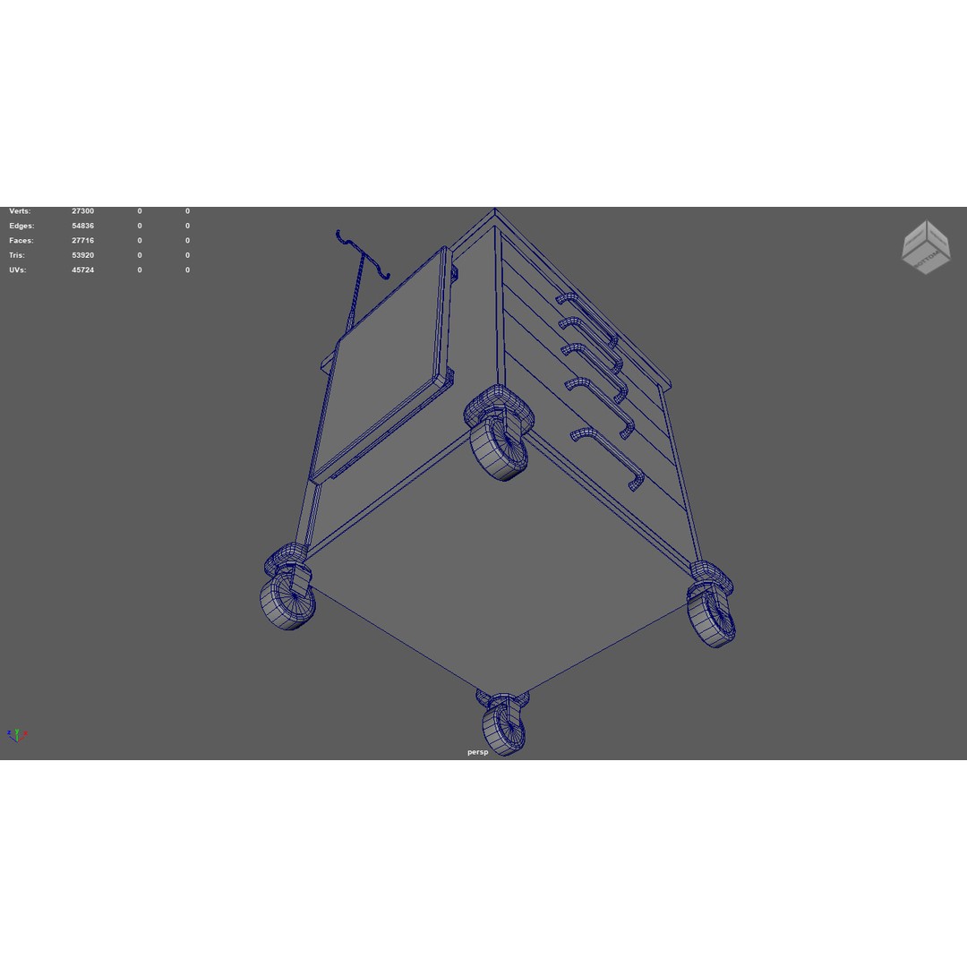 Emergency Cart 3D Model – Low-Poly Hospital Equipment with Defibrillator - View 16