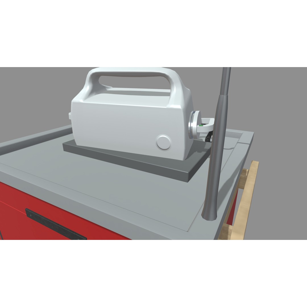 Emergency Cart 3D Model – Low-Poly Hospital Equipment with Defibrillator - View 7