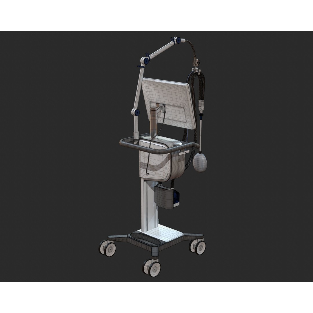 Medical Ventilator 3D Model – High Quality ICU System, FBX, OBJ - View 12