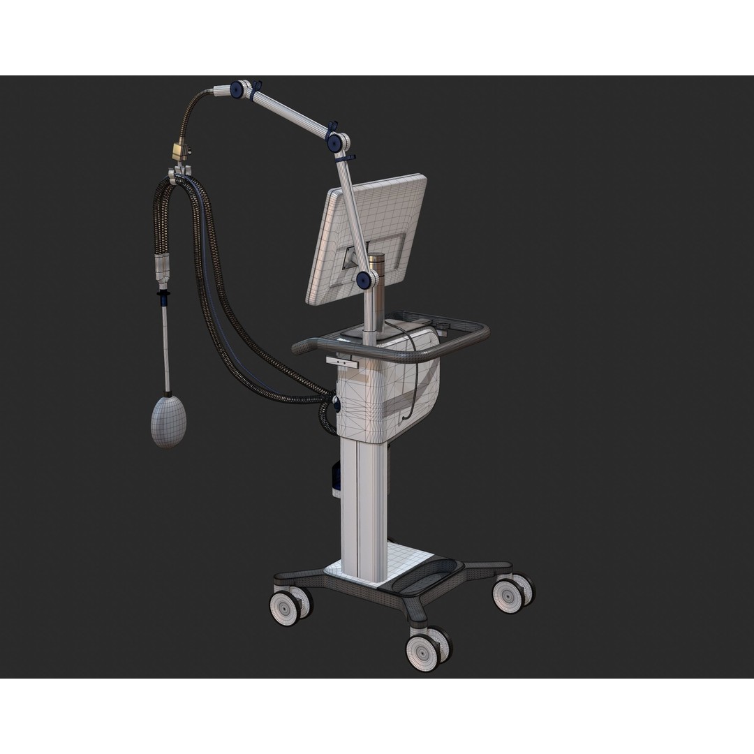 Medical Ventilator 3D Model – High Quality ICU System, FBX, OBJ - View 13