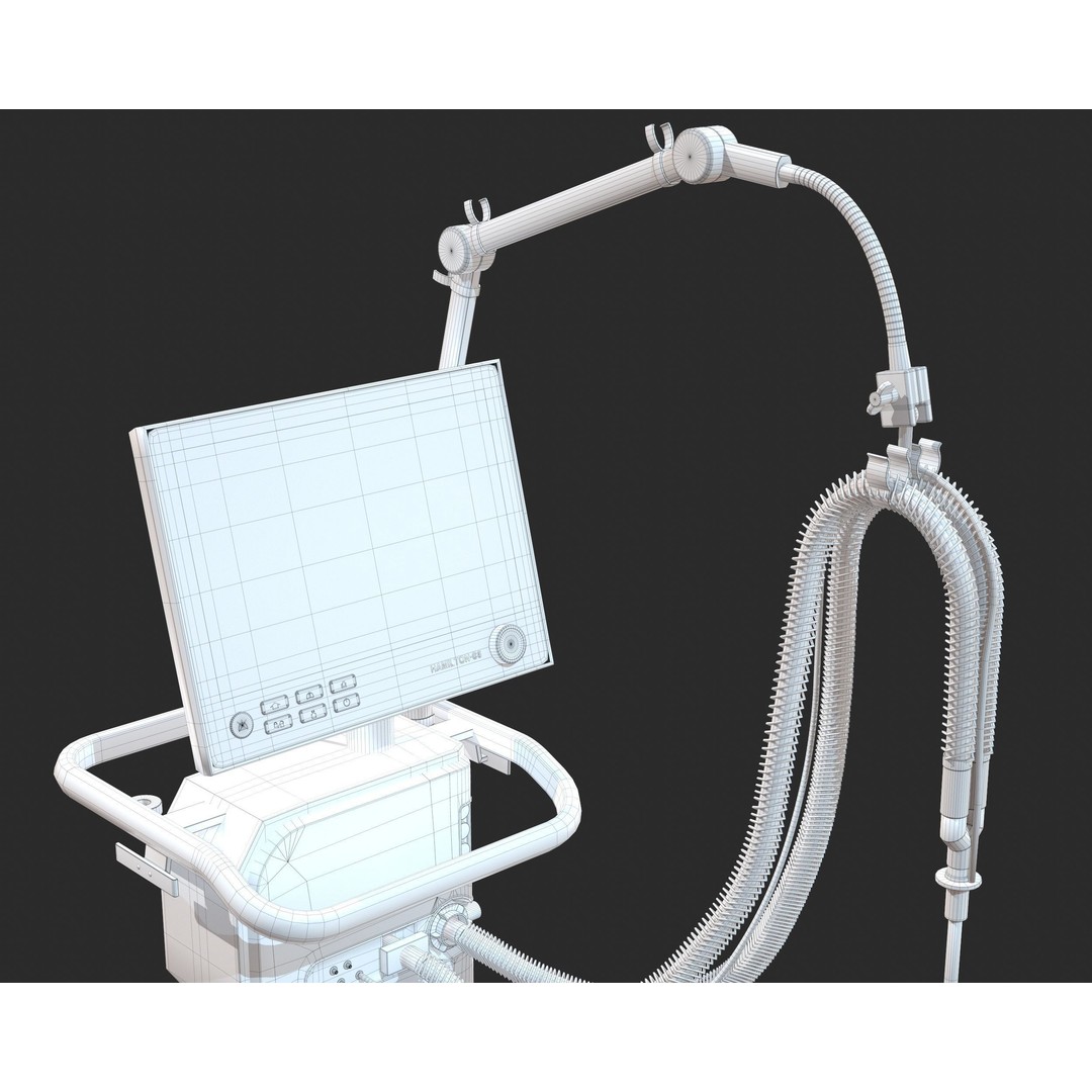 Medical Ventilator 3D Model – High Quality ICU System, FBX, OBJ - View 14