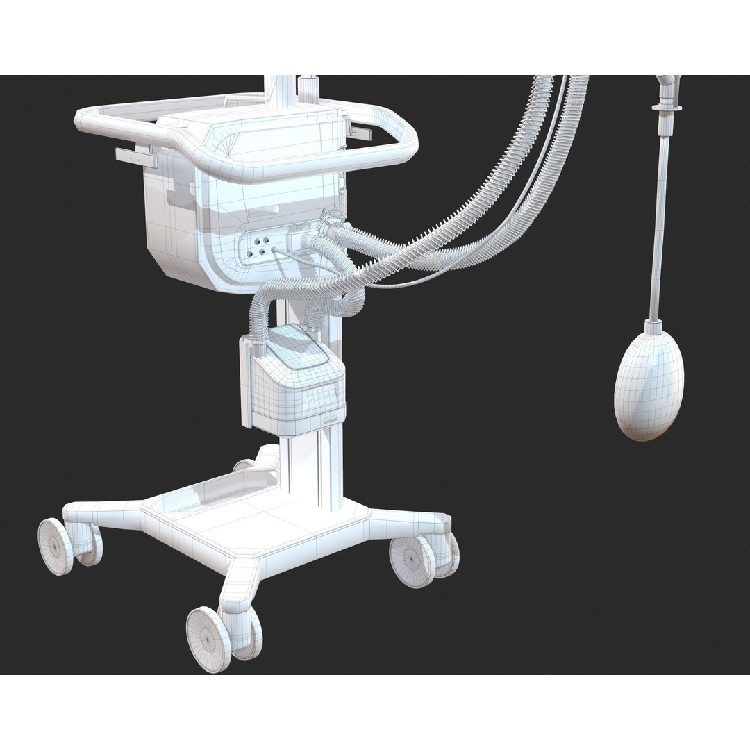 Medical Ventilator 3D Model – High Quality ICU System, FBX, OBJ - View 15