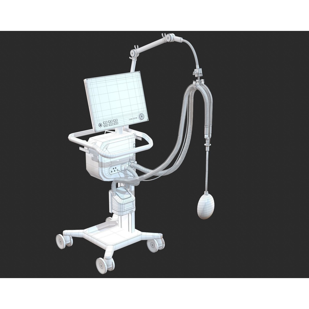 Medical Ventilator 3D Model – High Quality ICU System, FBX, OBJ - View 16