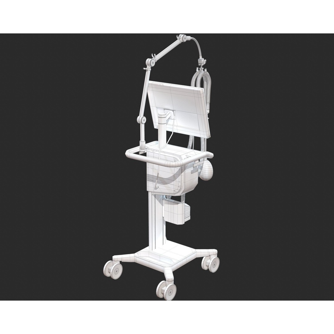 Medical Ventilator 3D Model – High Quality ICU System, FBX, OBJ - View 17