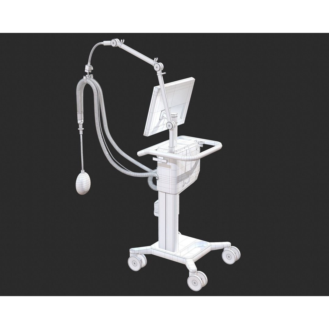 Medical Ventilator 3D Model – High Quality ICU System, FBX, OBJ - View 18