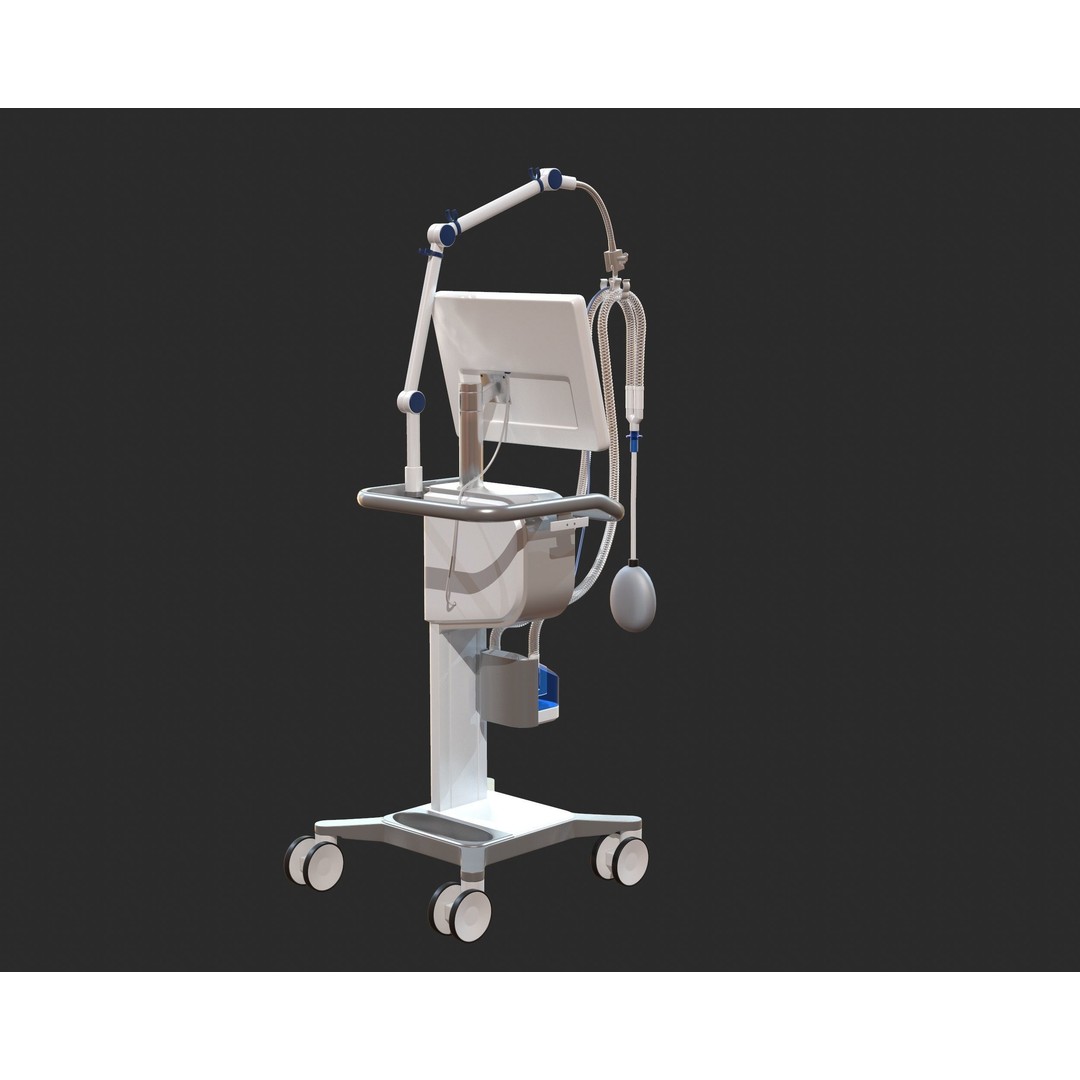 Medical Ventilator 3D Model – High Quality ICU System, FBX, OBJ - View 4