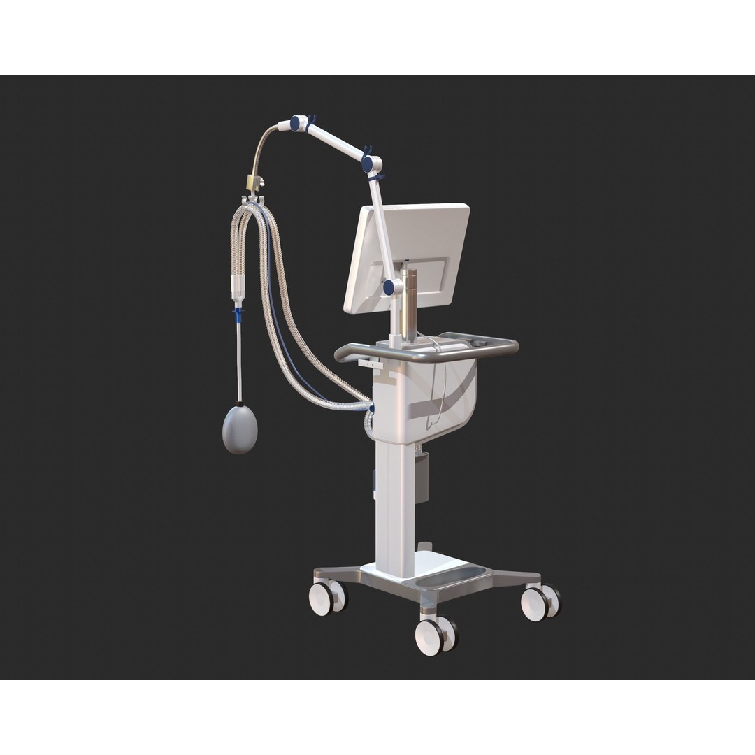 Medical Ventilator 3D Model – High Quality ICU System, FBX, OBJ - View 5