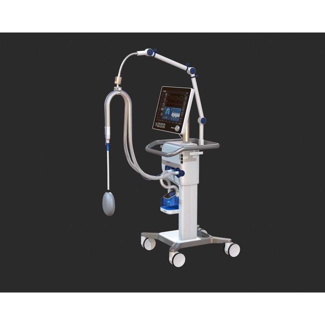 Medical Ventilator 3D Model – High Quality ICU System, FBX, OBJ - View 6