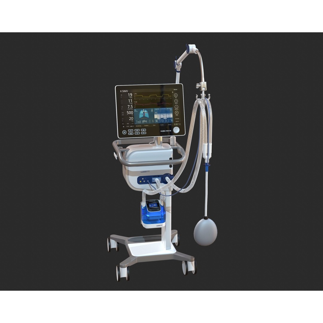 Medical Ventilator 3D Model – High Quality ICU System, FBX, OBJ - View 7