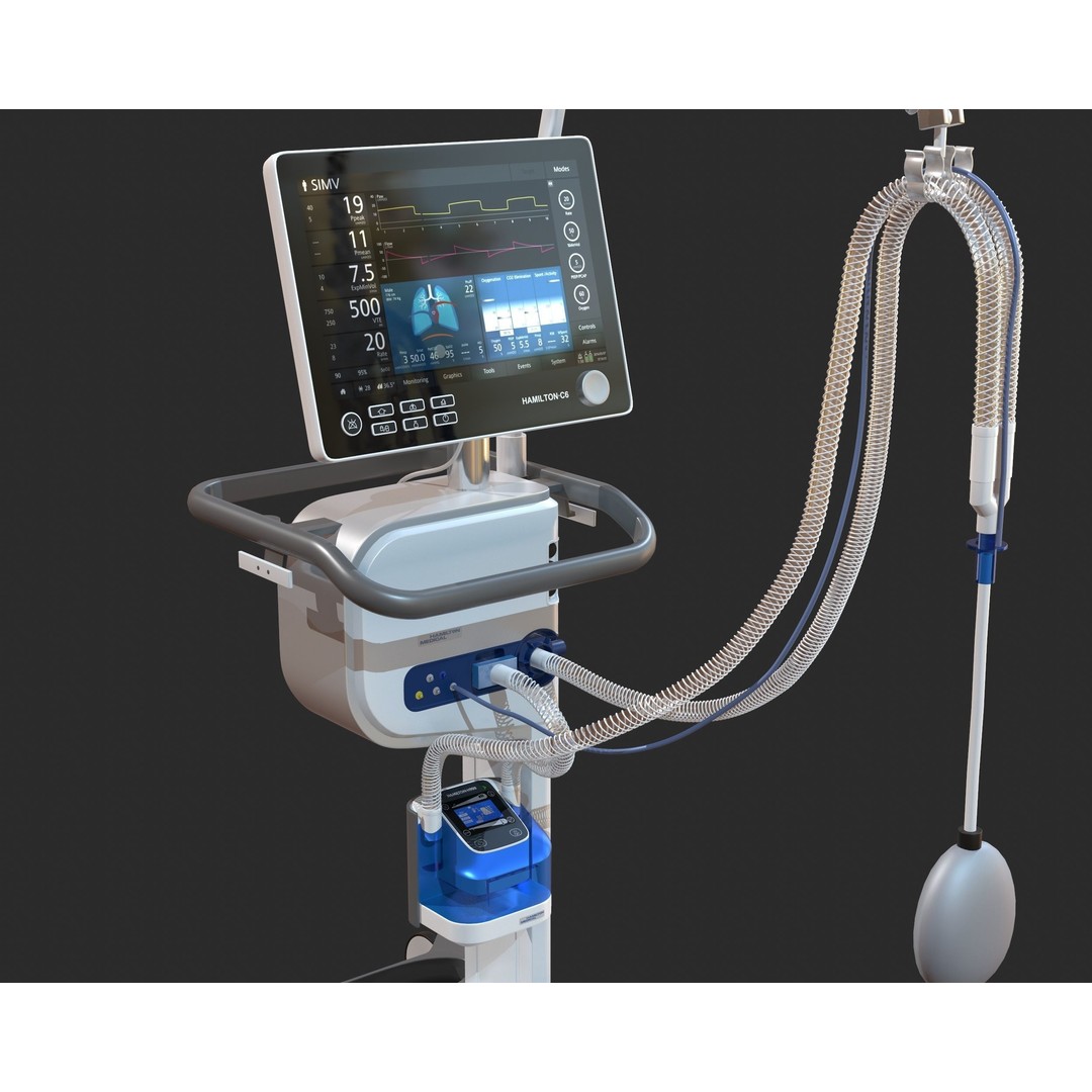 Medical Ventilator 3D Model – High Quality ICU System, FBX, OBJ - View 8