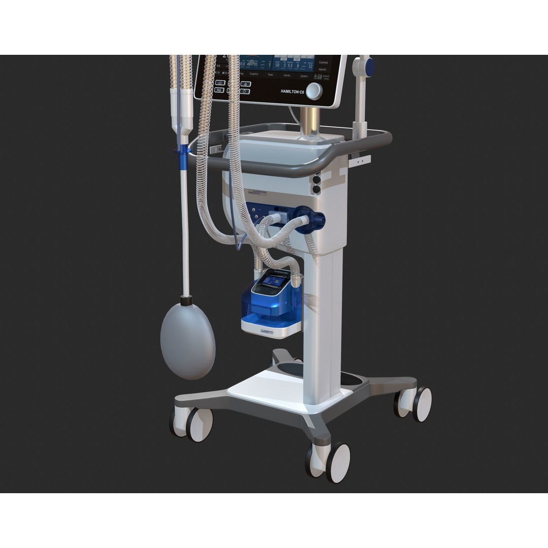 Medical Ventilator 3D Model – High Quality ICU System, FBX, OBJ - View 9