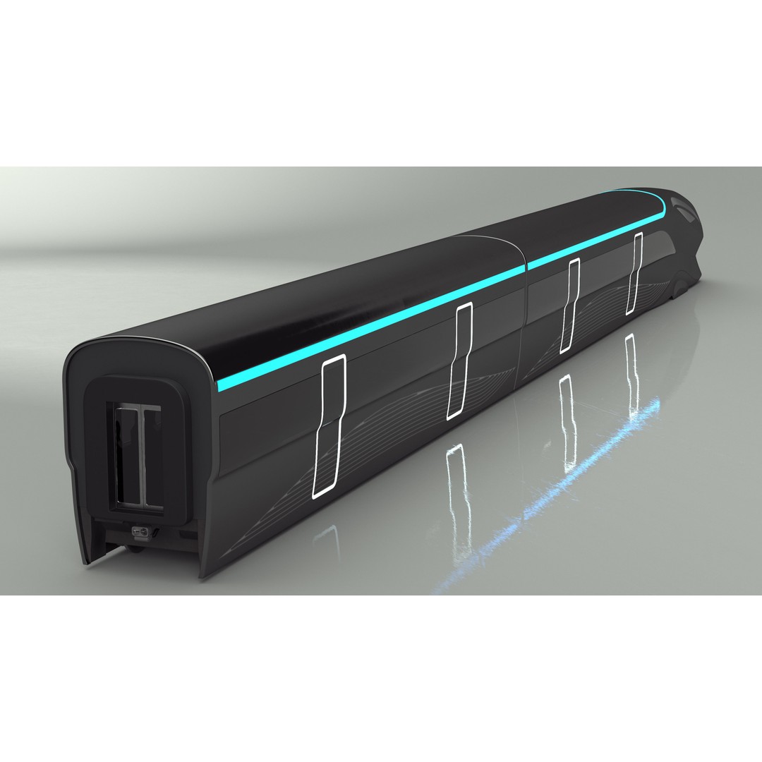 Futuristic Passenger Train 3D Model – Sci-Fi High-Speed Rail, PBR - View 10