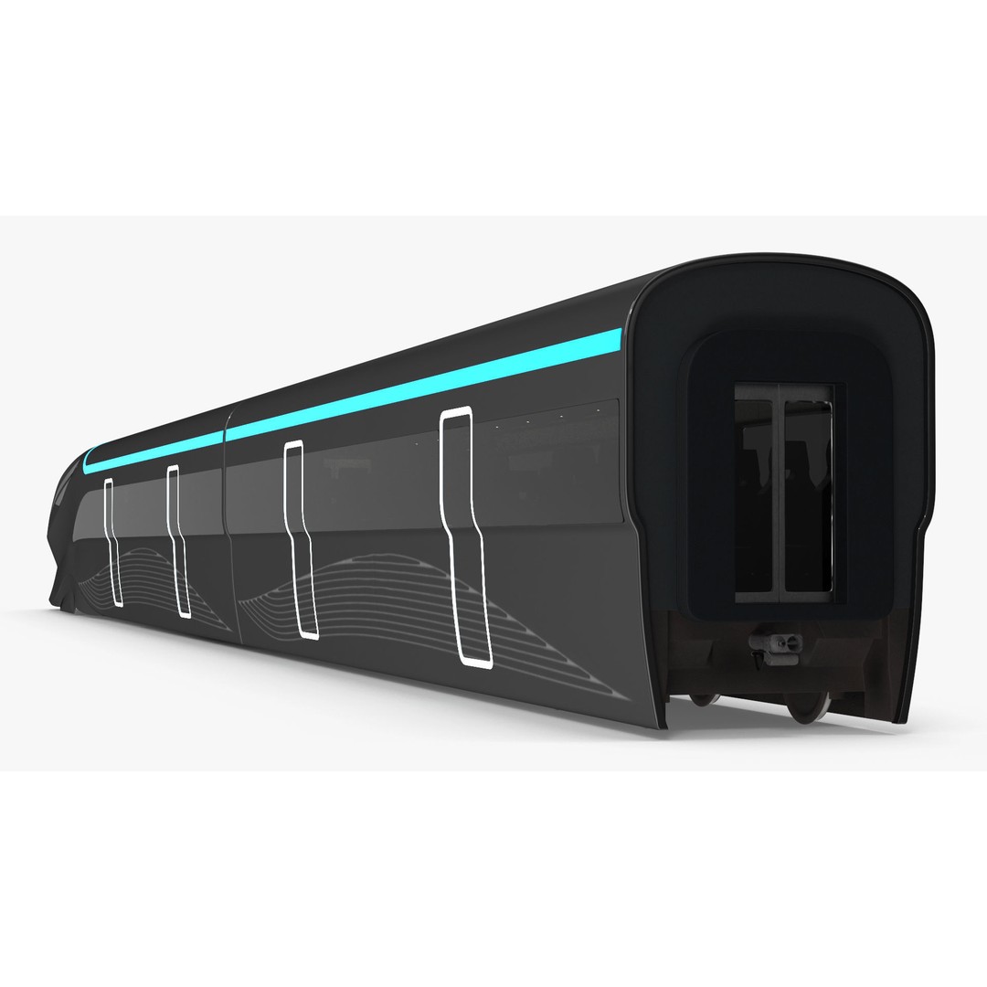 Futuristic Passenger Train 3D Model – Sci-Fi High-Speed Rail, PBR - View 11