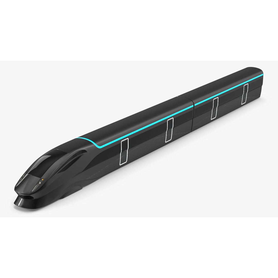 Futuristic Passenger Train 3D Model – Sci-Fi High-Speed Rail, PBR - View 12