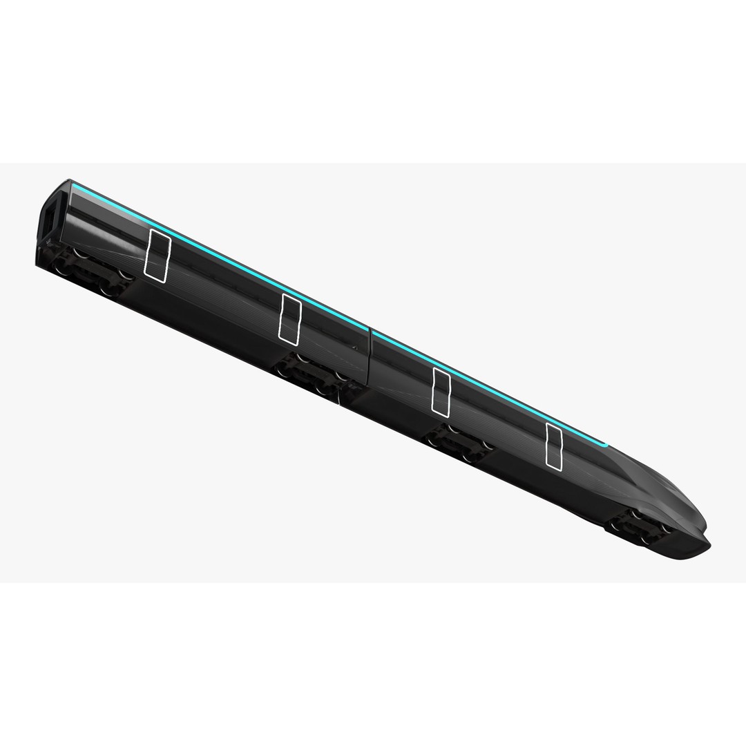 Futuristic Passenger Train 3D Model – Sci-Fi High-Speed Rail, PBR - View 13