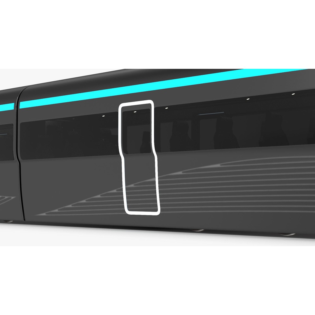 Futuristic Passenger Train 3D Model – Sci-Fi High-Speed Rail, PBR - View 15