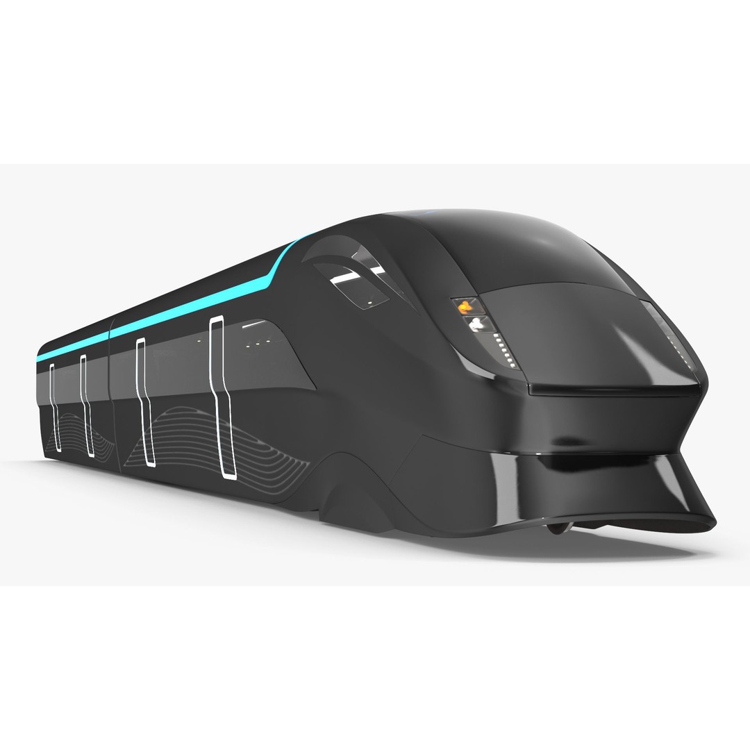 Futuristic Passenger Train 3D Model – Sci-Fi High-Speed Rail, PBR - View 2