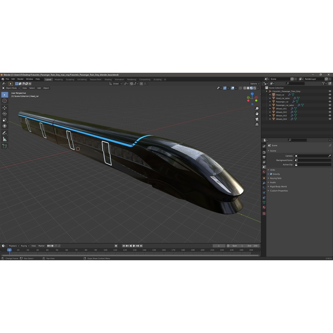 Futuristic Passenger Train 3D Model – Sci-Fi High-Speed Rail, PBR - View 25